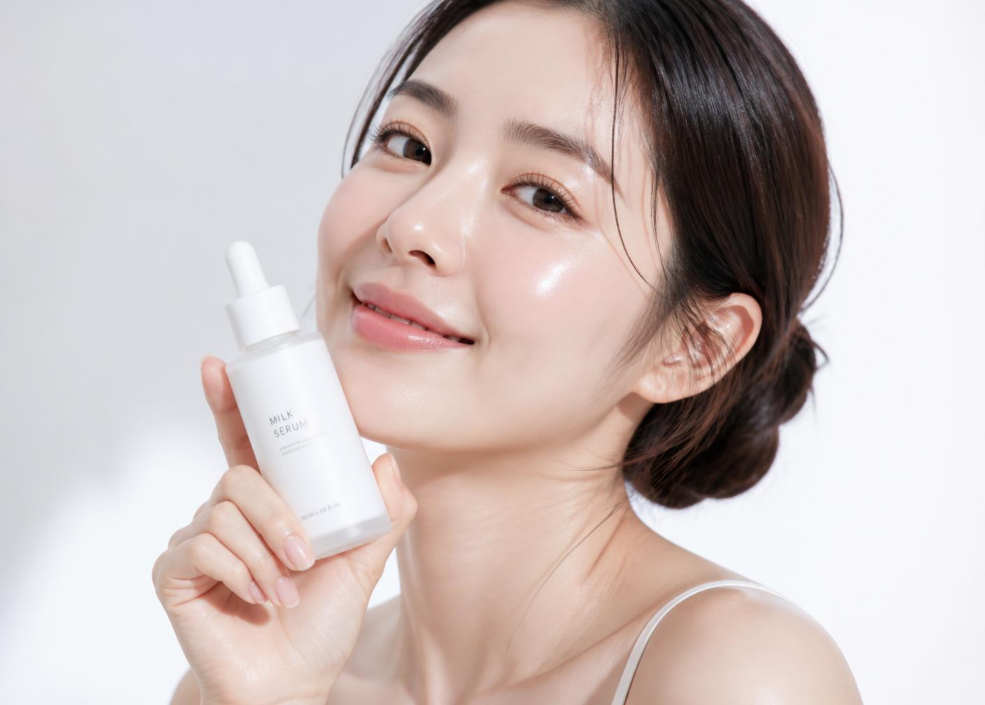 아드시온 세라마이드 앰플을 들고 있는 모델